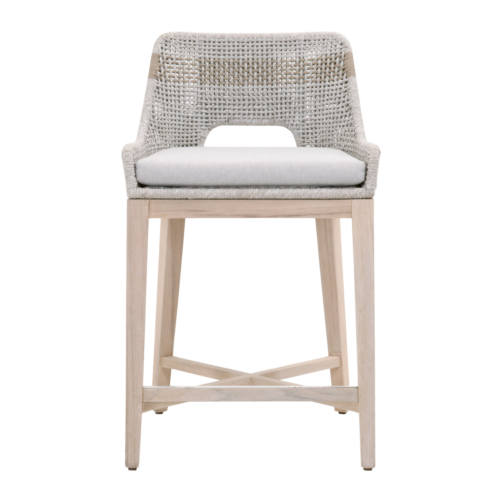 Preview image for Tapestry Outdoor Counter Stool (Taupe & White Flat Rope, Taupe Stripe, Pumice, Gray Teak)