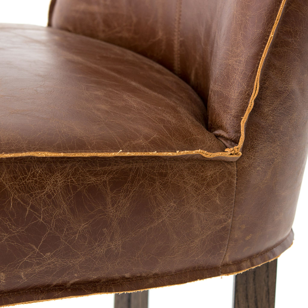 Counter Stool Chestnut Brown Leather + Hackberry Wood