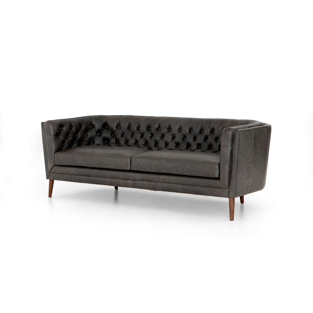 Preview image for Leather Tufted Sofa 86", Ebony