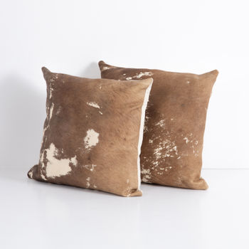 Harland Modern Hide Pillow, Brown, Set