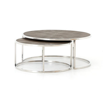 Shagreen Nesting Coffee Table-Stainless