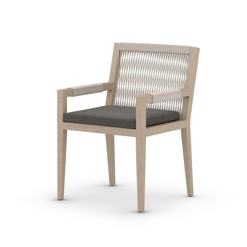 Dune Outdoor Dining Armchair, Washed Brown - Charcoal