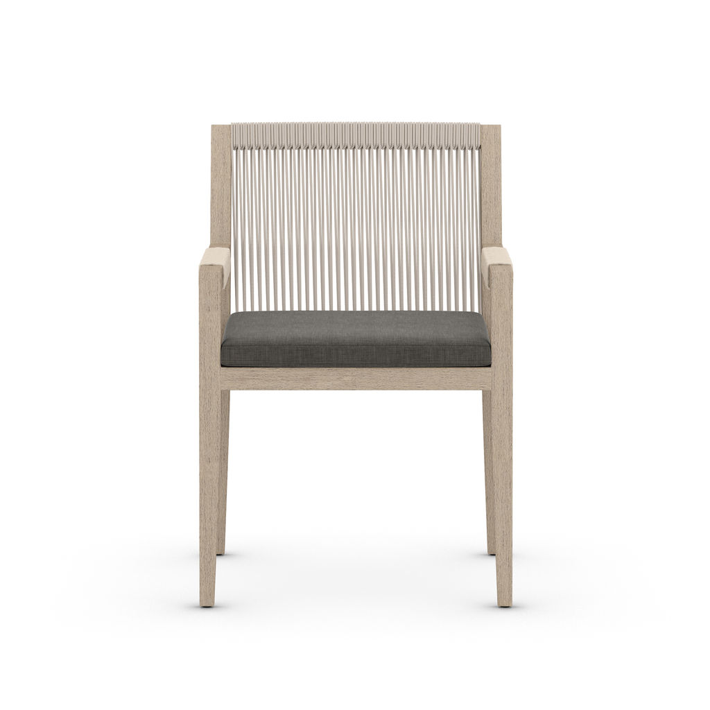Dune Outdoor Dining Armchair, Washed Brown - Charcoal