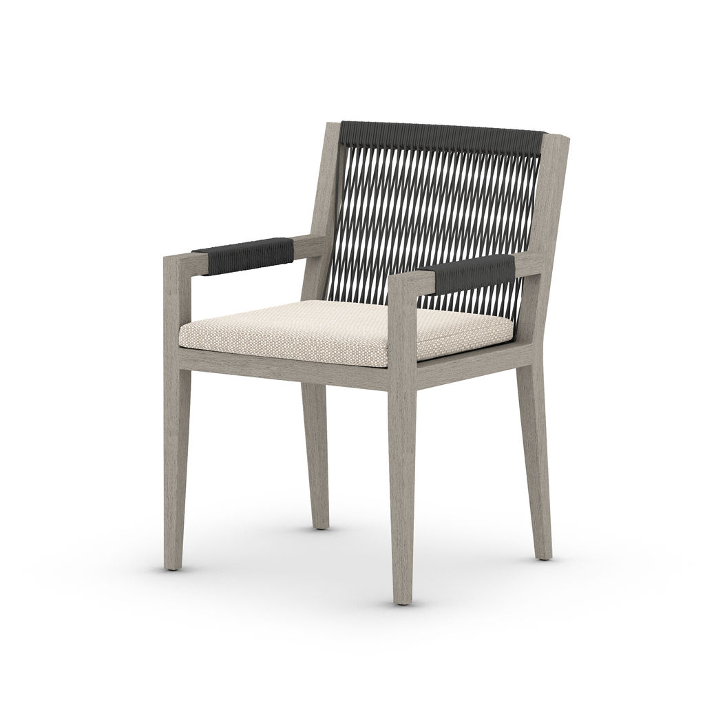 Vakko Outdoor Dining Armchair, Weathered Grey