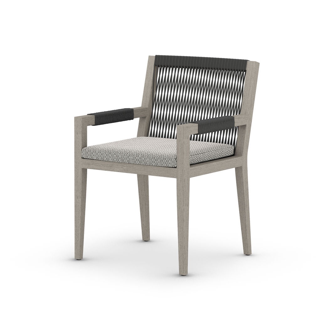Vakko Outdoor Dining Armchair, Weathered Grey