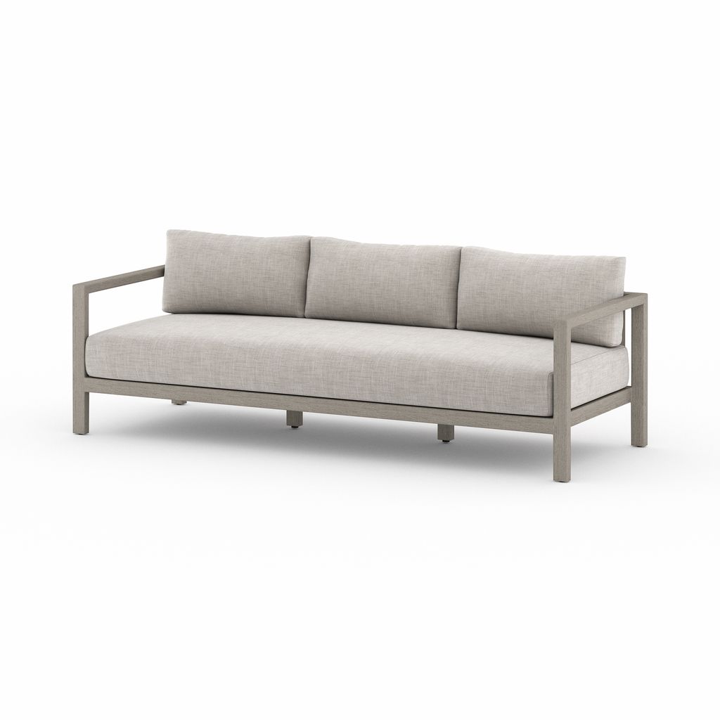 Preview image for Sonoma Outdoor Sofa, Weathered Grey, W/ Stone Grey Cover, 88"