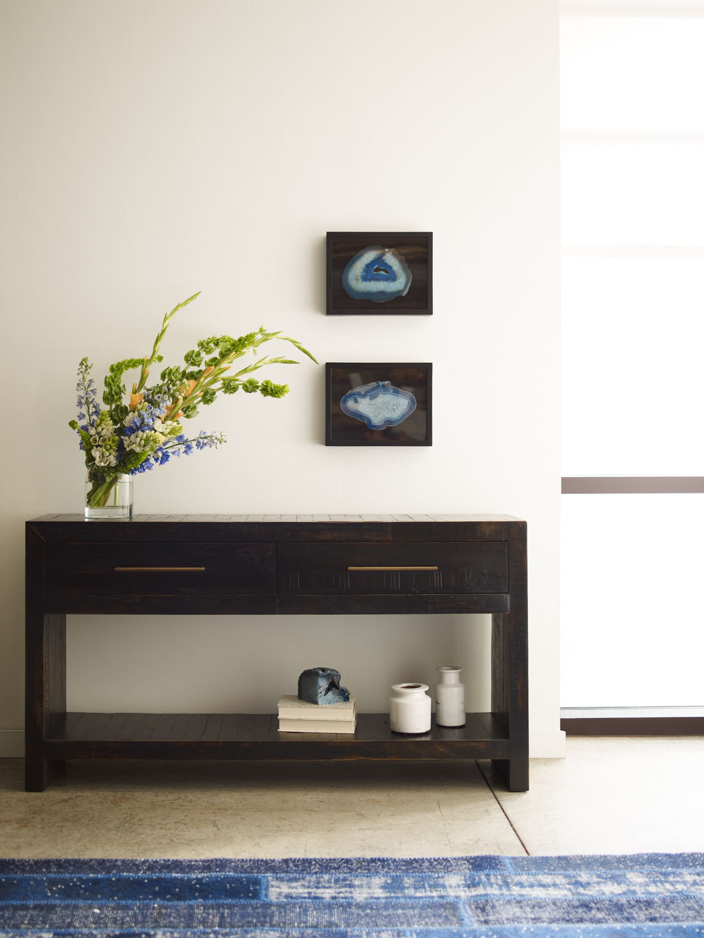 Mid- Century Modern Console Table, Burnished Black