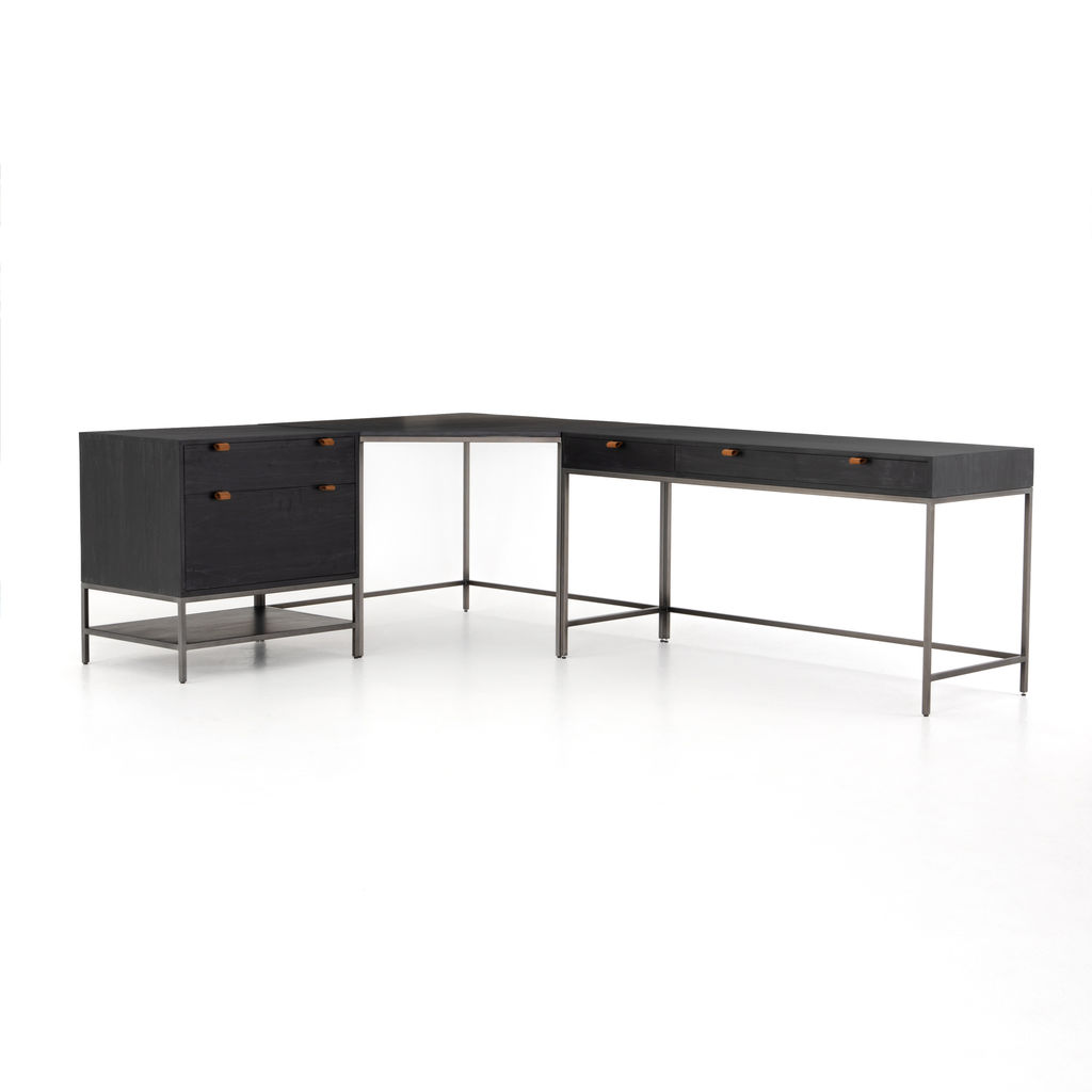Preview image for Trey Desk System With Filing Cabinet-Blk