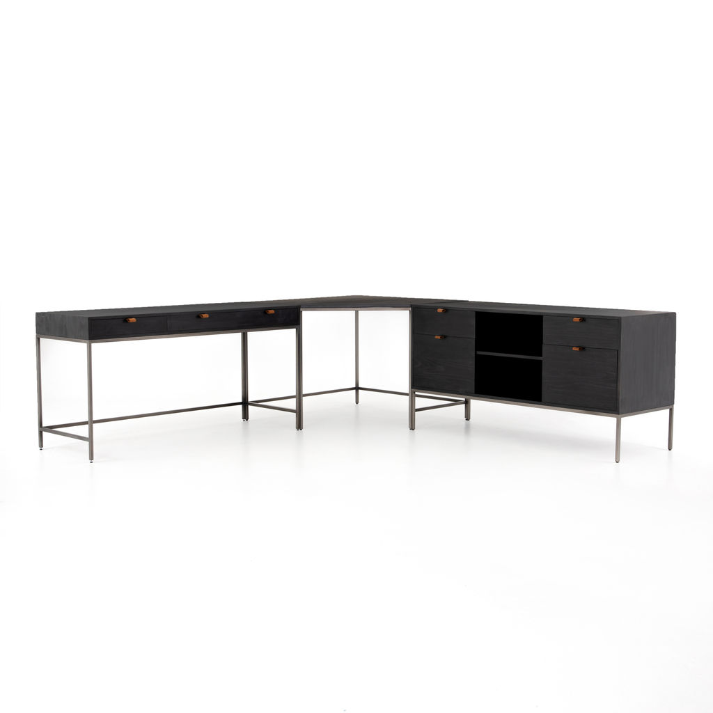 Preview image for Trey Desk System With Filing Credenza-Bl