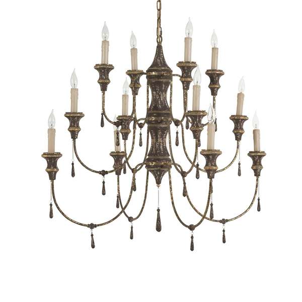 Three Tiered Chandelier, Antique Finish