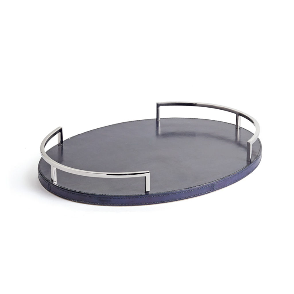 Leather Tray Stainless Steel Handles