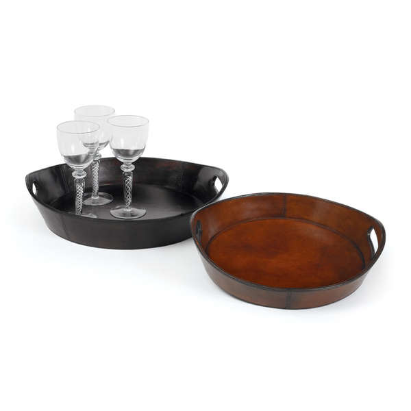 Round Leather Trays (Set of 2)