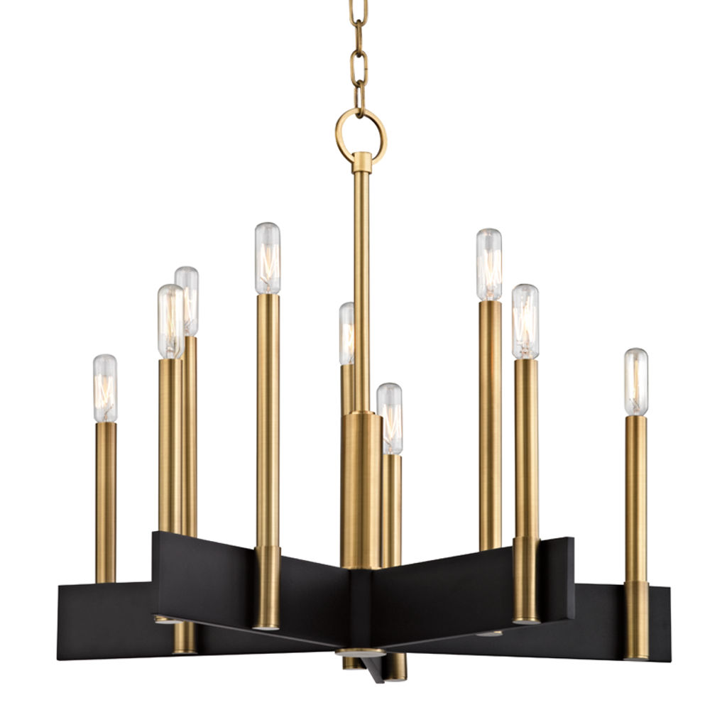 Abrams 10 Light Chandelier, Aged Bronze Body