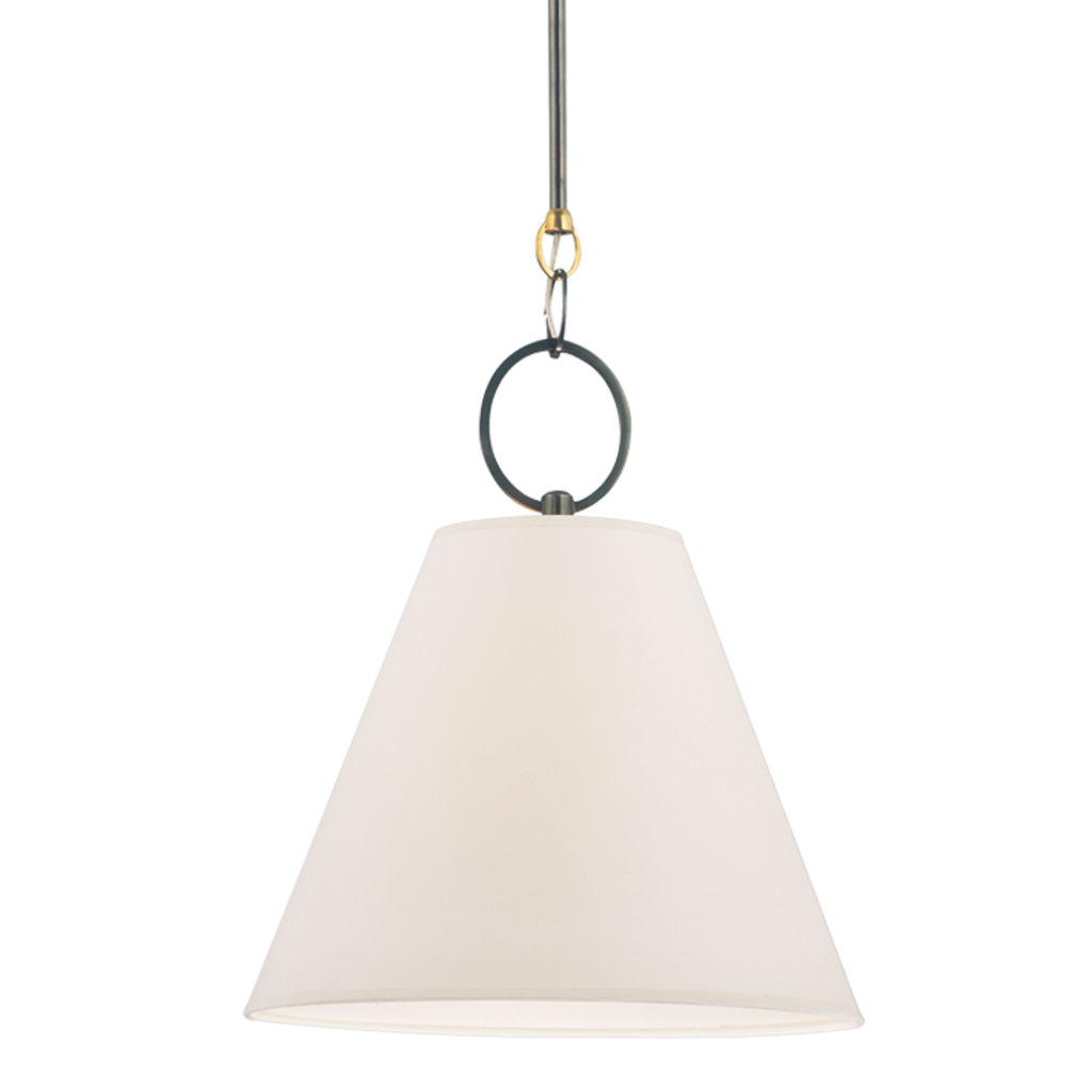 Altamont 1 Light Pendant, Distressed Bronze Body, Cream Shade, 21.25"