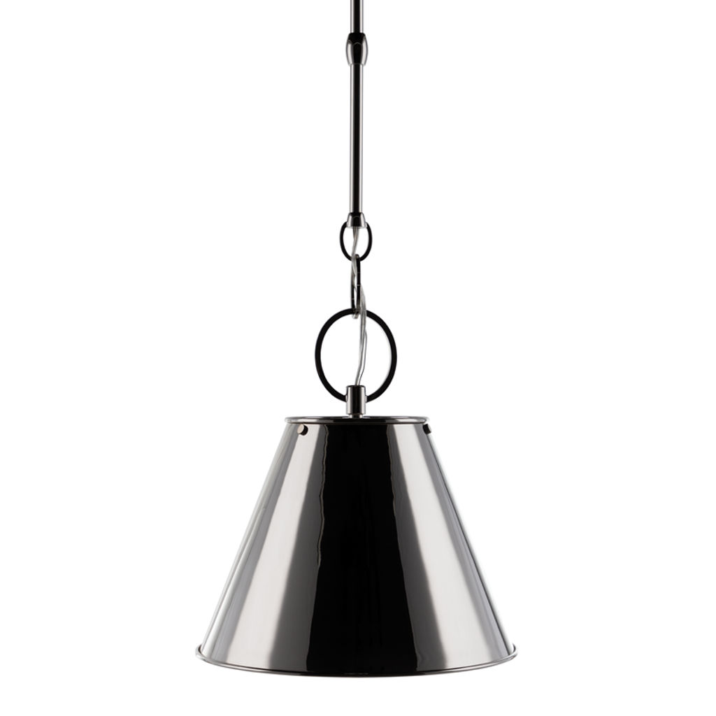 Altamont 1 Light Pendant, Polished Nickel Body, Polished Nickel Shade, 11.75"