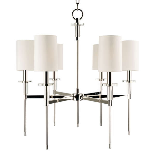 Acacia 6 Light Chandelier, Polished Nickel