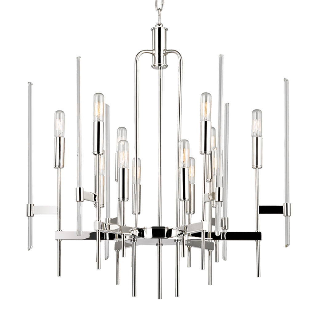 Preview image for Bari 12 Light Chandelier, Polished Nickel Body, Clear Shade