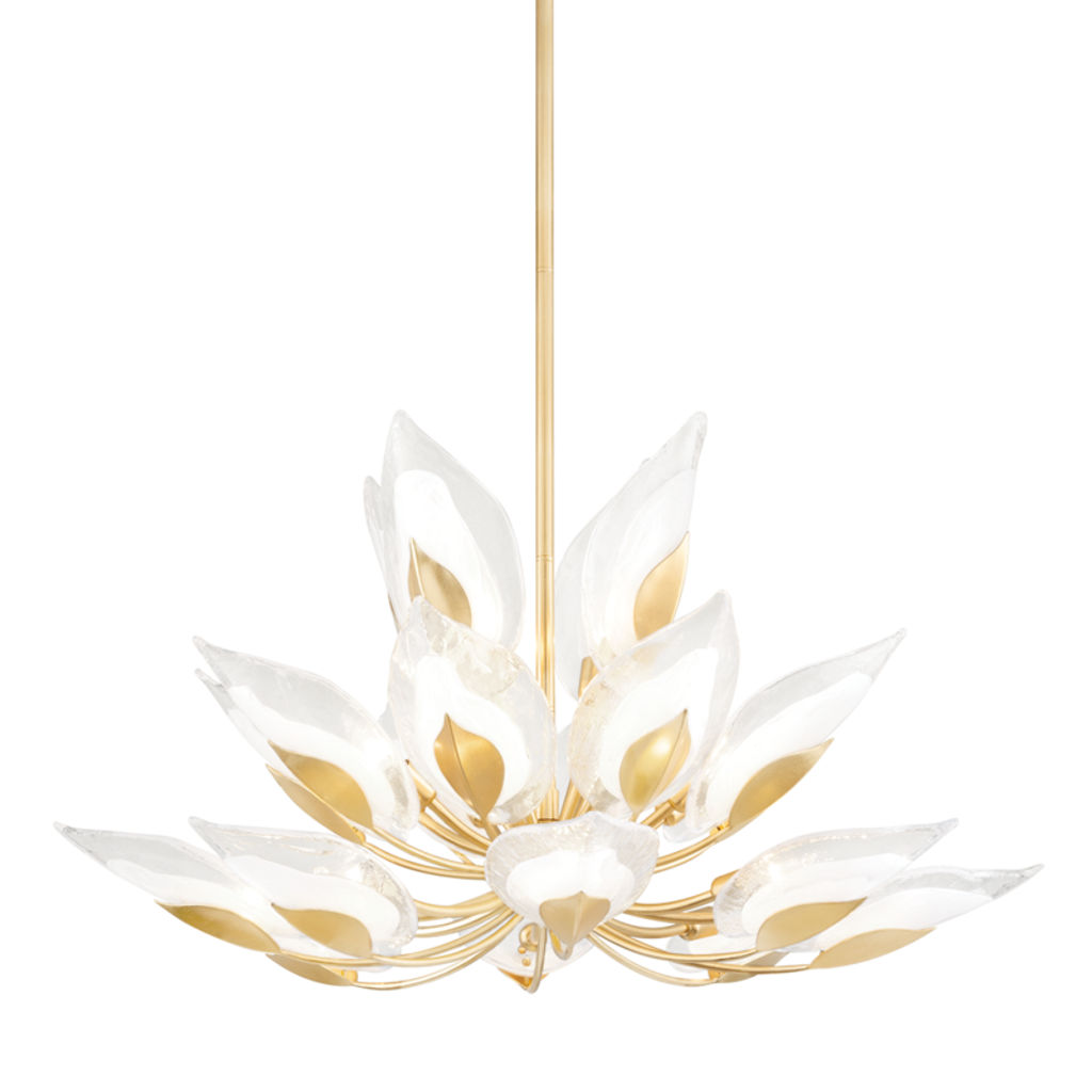 Preview image for Blossom 20 Light Chandelier, Gold Leaf Body, Clear Shade