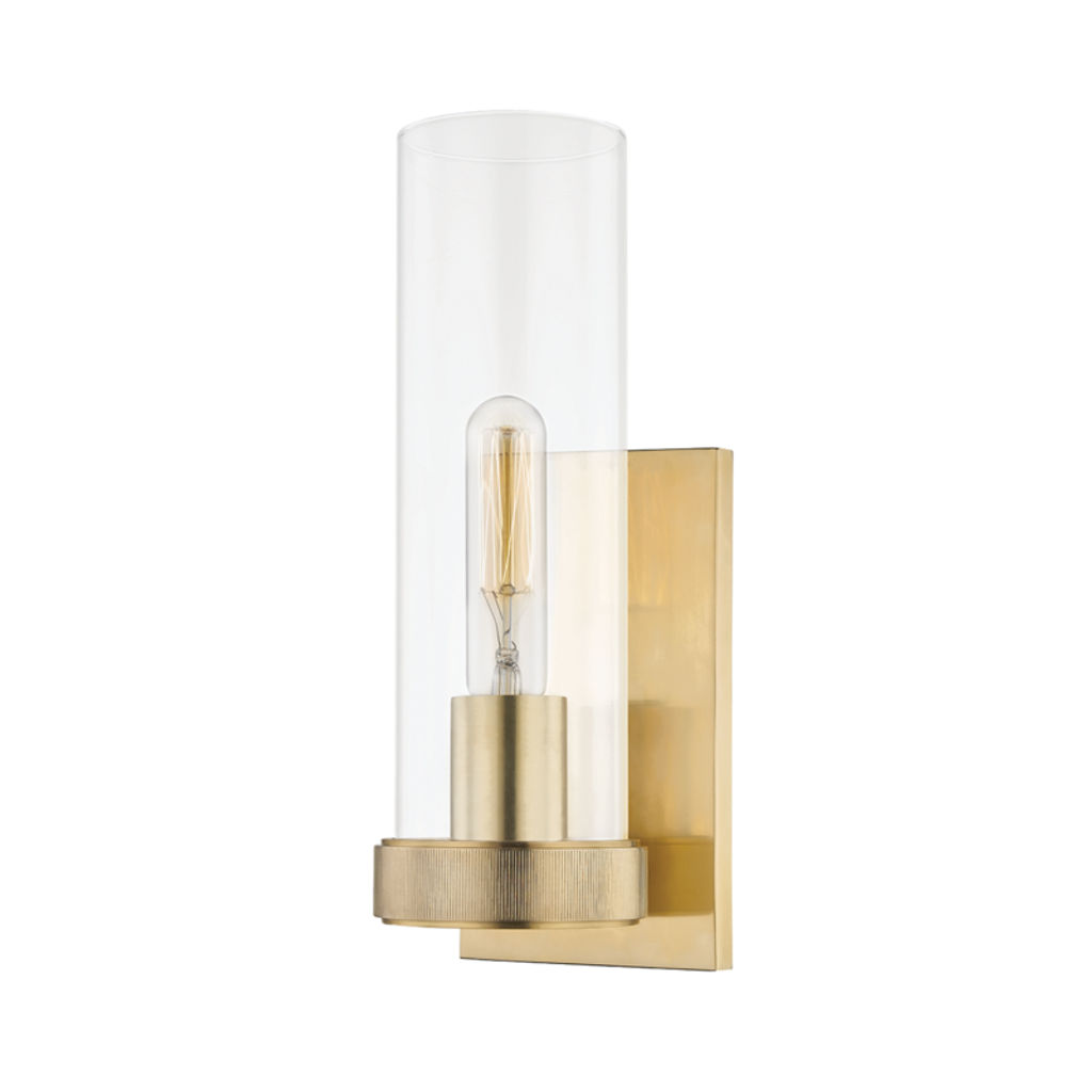 Preview image for 1 Light Wall Sconce, Aged Bronze Body, Clear Shade