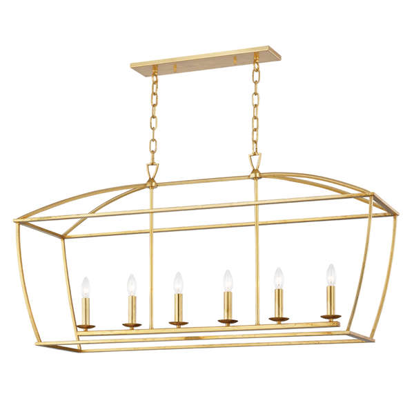 Bryant 6 Light Island Light, Gold Leaf Body