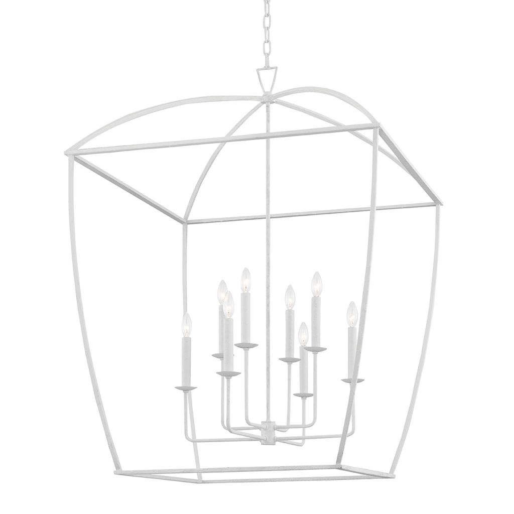 8 Light Extra Large Lantern Pendant, White Plaster Body