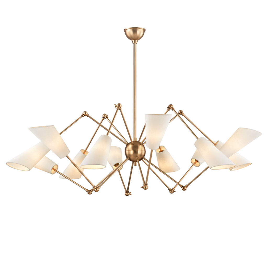 Preview image for Buckingham 12 Light Chandelier, Aged Bronze Body, Off White Shade