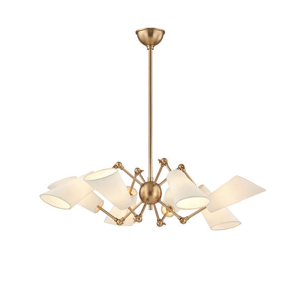 Buckingham 8 Light Chandelier, Aged Bronze Body, Off White Shade