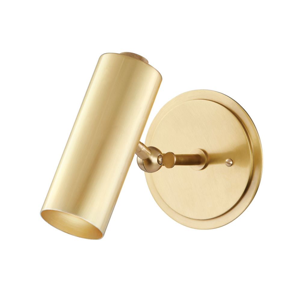 Bushwick 1 Light Wall Sconce, Aged Bronze Body, Aged Brass Shade