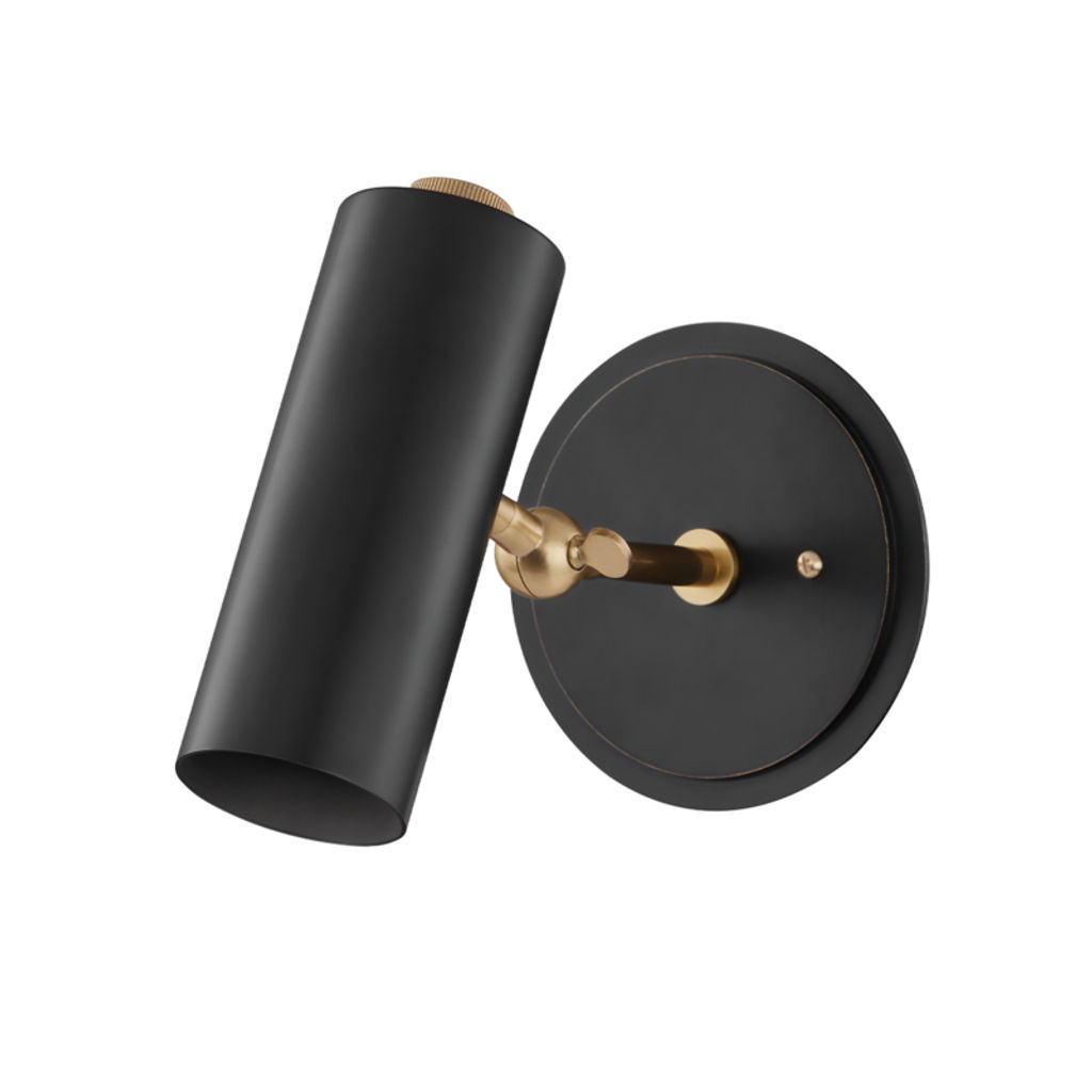 Bushwick 1 Light Wall Sconce, Aged Old Bronze Body, Black Nickel Shade