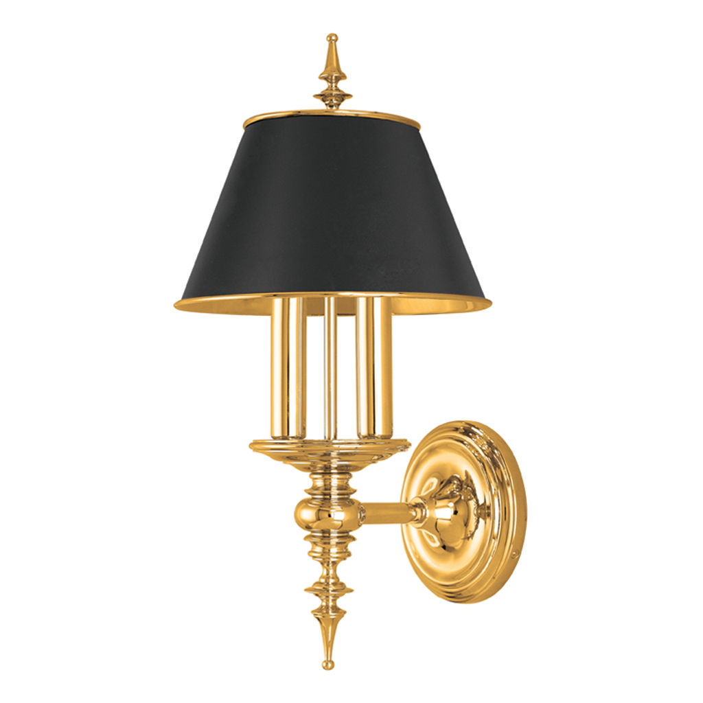 Cheshire 2 Light Wall Sconce, Aged Bronze Body, Black W/Gold Foil Lining Shade