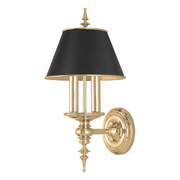 Cheshire 2 Light Wall Sconce, Aged Bronze Body, Black W/Gold Foil Lining Shade
