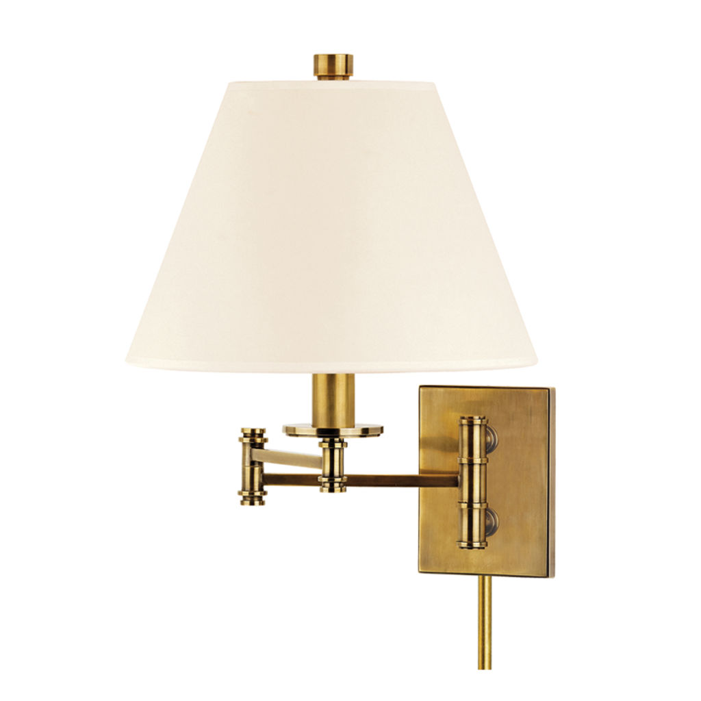 Claremont 1 Light Wall Sconce With Plug W/White Shade, Aged Bronze Body, White Shade, 16.25"