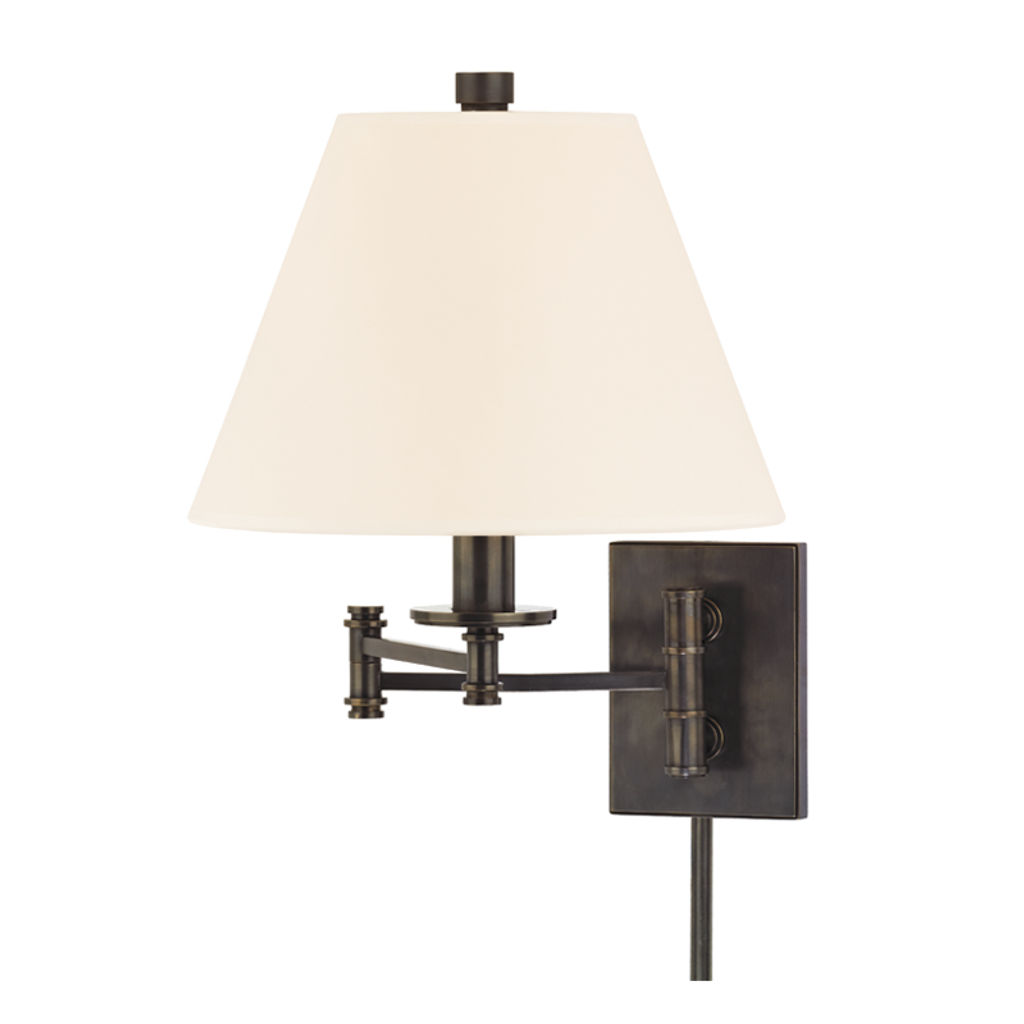 Claremont 1 Light Wall Sconce With Plug W/White Shade, Old Bronze Body, White Shade, 16.25"