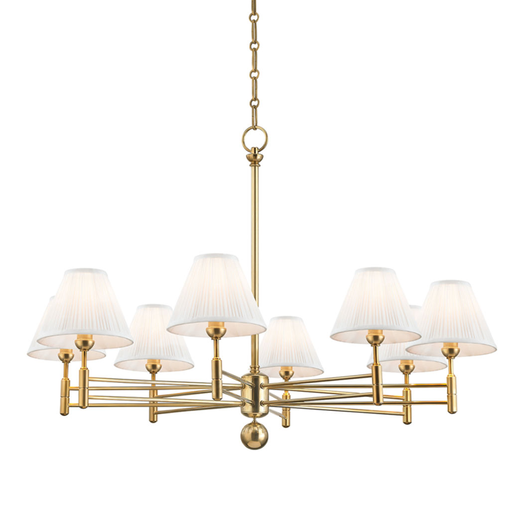 Preview image for Classic No.1 8 Light Chandelier, Aged Bronze Body, Off White Shade