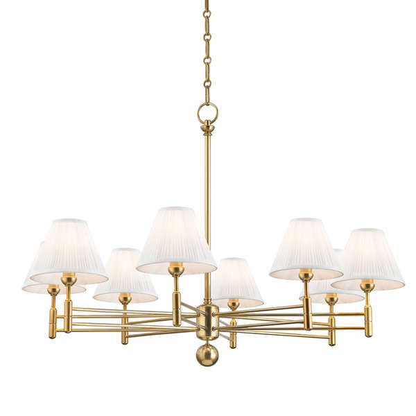 Classic No.1 8 Light Chandelier, Aged Bronze Body, Off White Shade