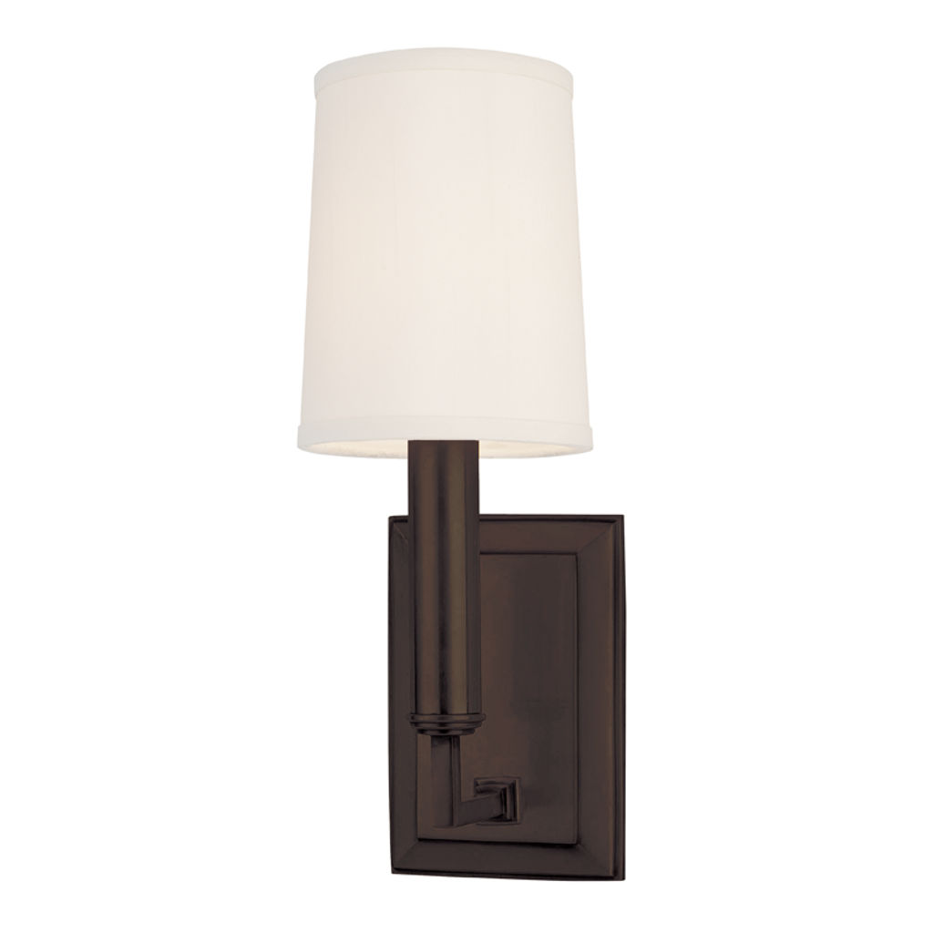 Clinton 1 Light Wall Sconce, Old Bronze Body, Off White Shade