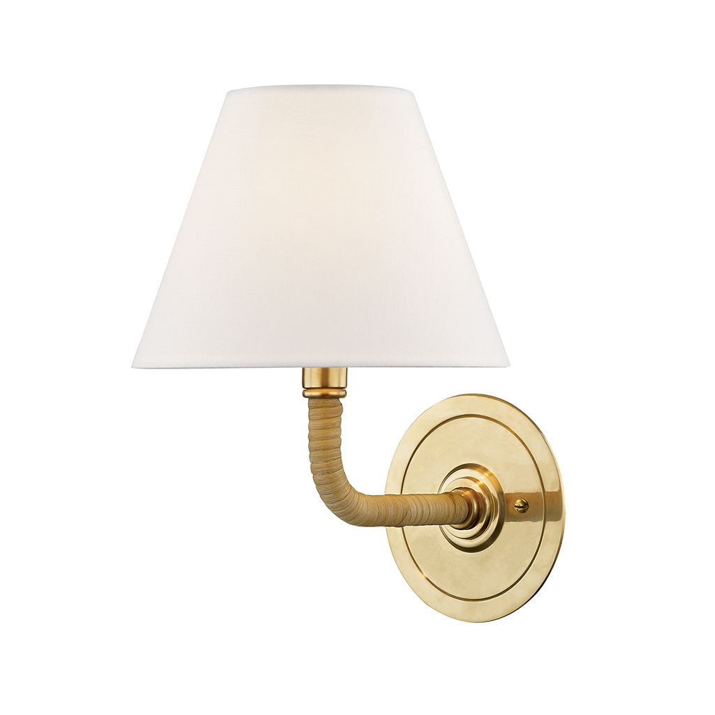 Preview image for Curves No.1 1 Light Wall Sconce, Aged Bronze Body, Off White Shade