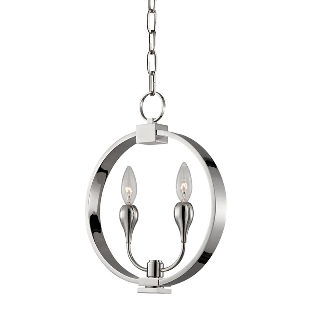 Dresden 2 Light Pendant, Polished Nickel Body