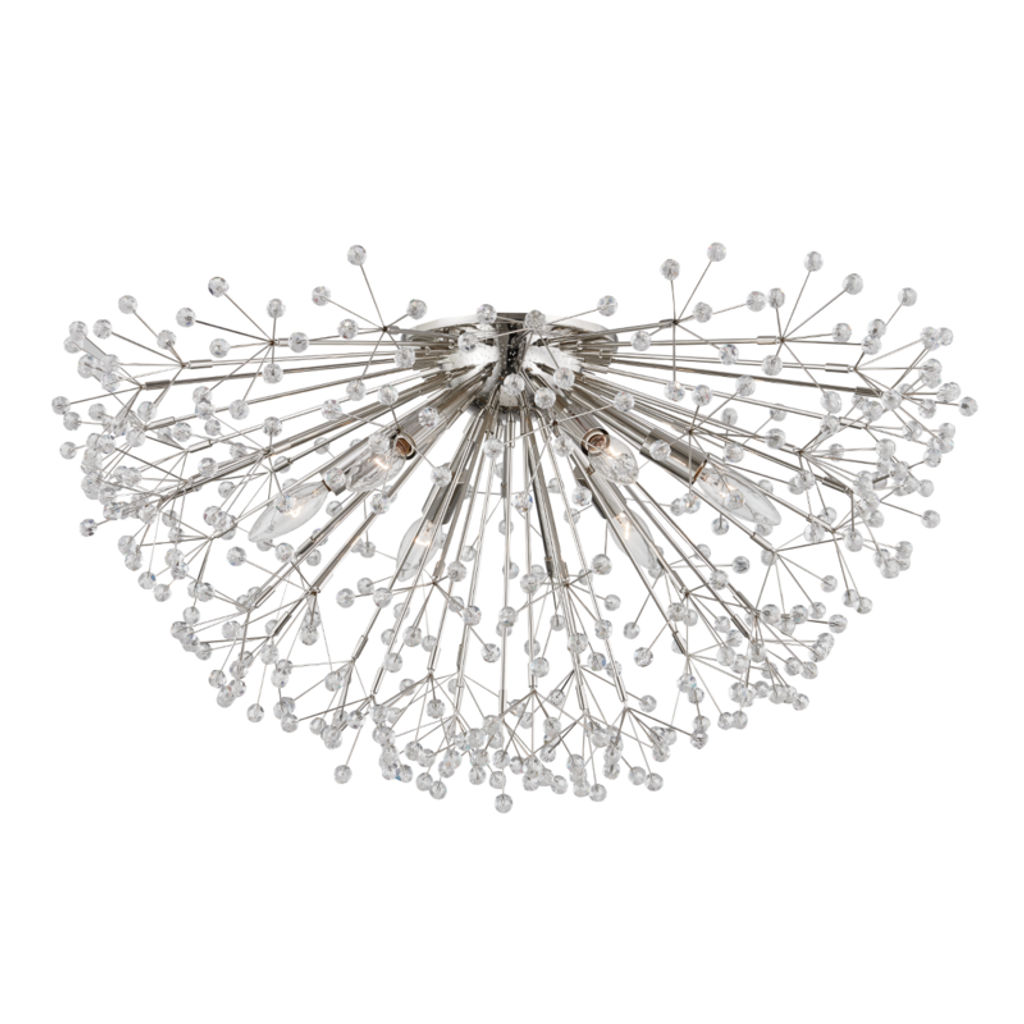 Dunkirk 6 Light Semi Flush, Polished Nickel Body