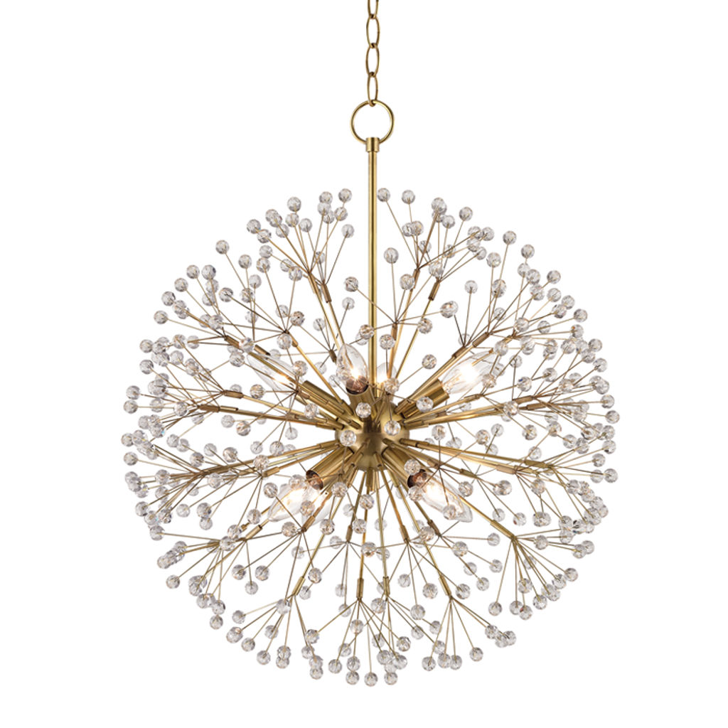 Dunkirk 8 Light Chandelier, Aged Bronze Body, Clear Shade