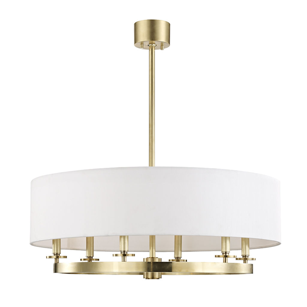 Preview image for Durham 6 Light Pendant, Aged Bronze Body, Off White Shade
