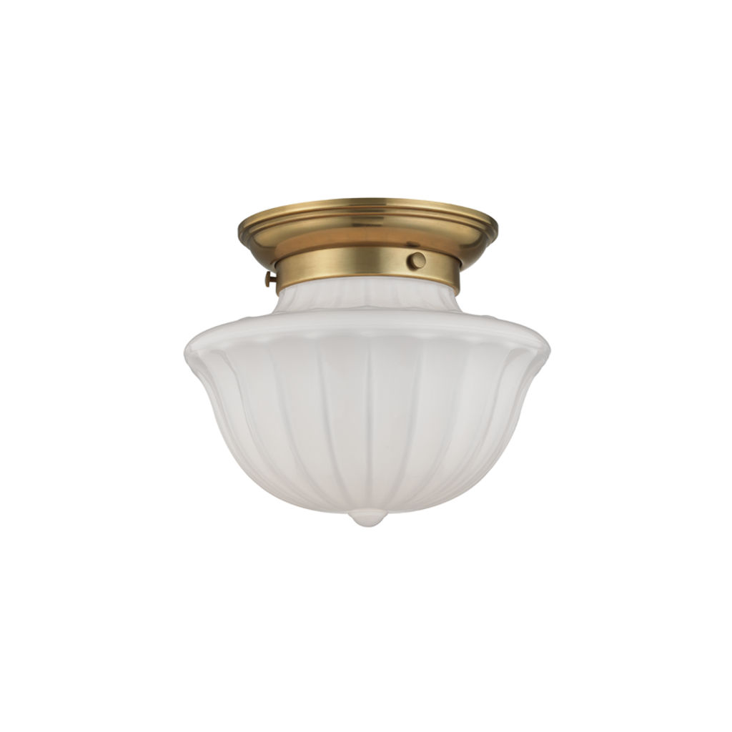 Dutchess 1 Light Small Flush Mount, Aged Bronze Body, White Shade