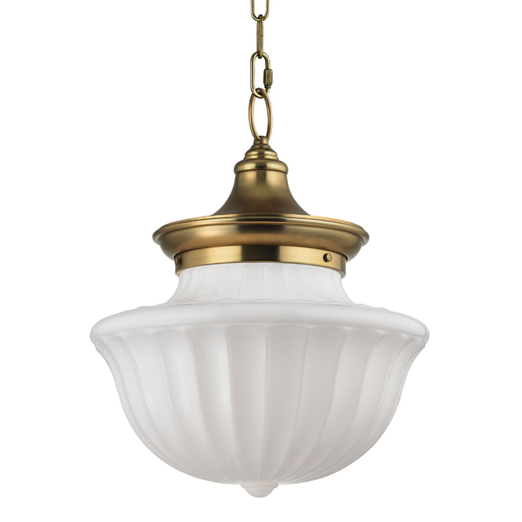 Dutchess 2 Light Large Pendant, Aged Bronze Body, White Shade