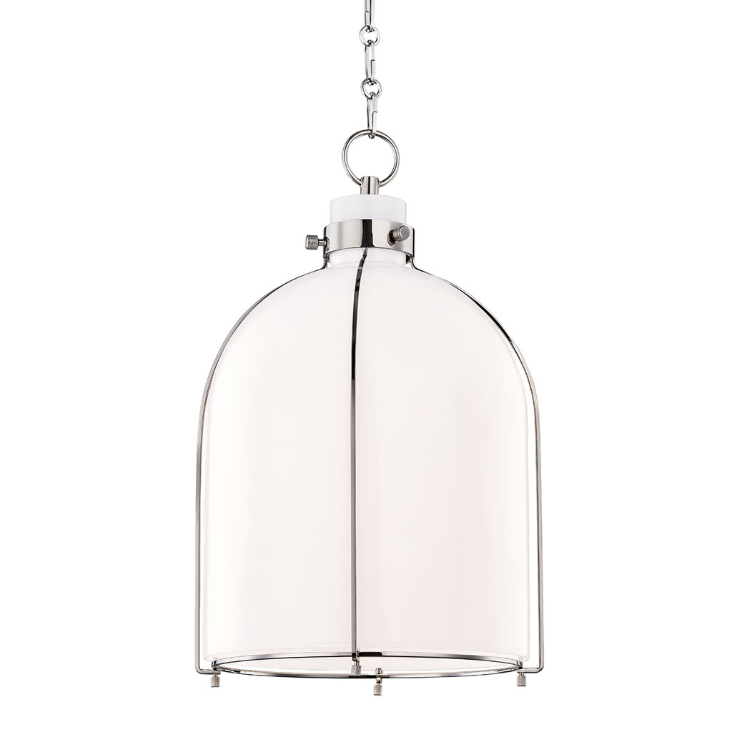 Eldridge 1 Light B Pendant, Polished Nickel Body, Opal Shade