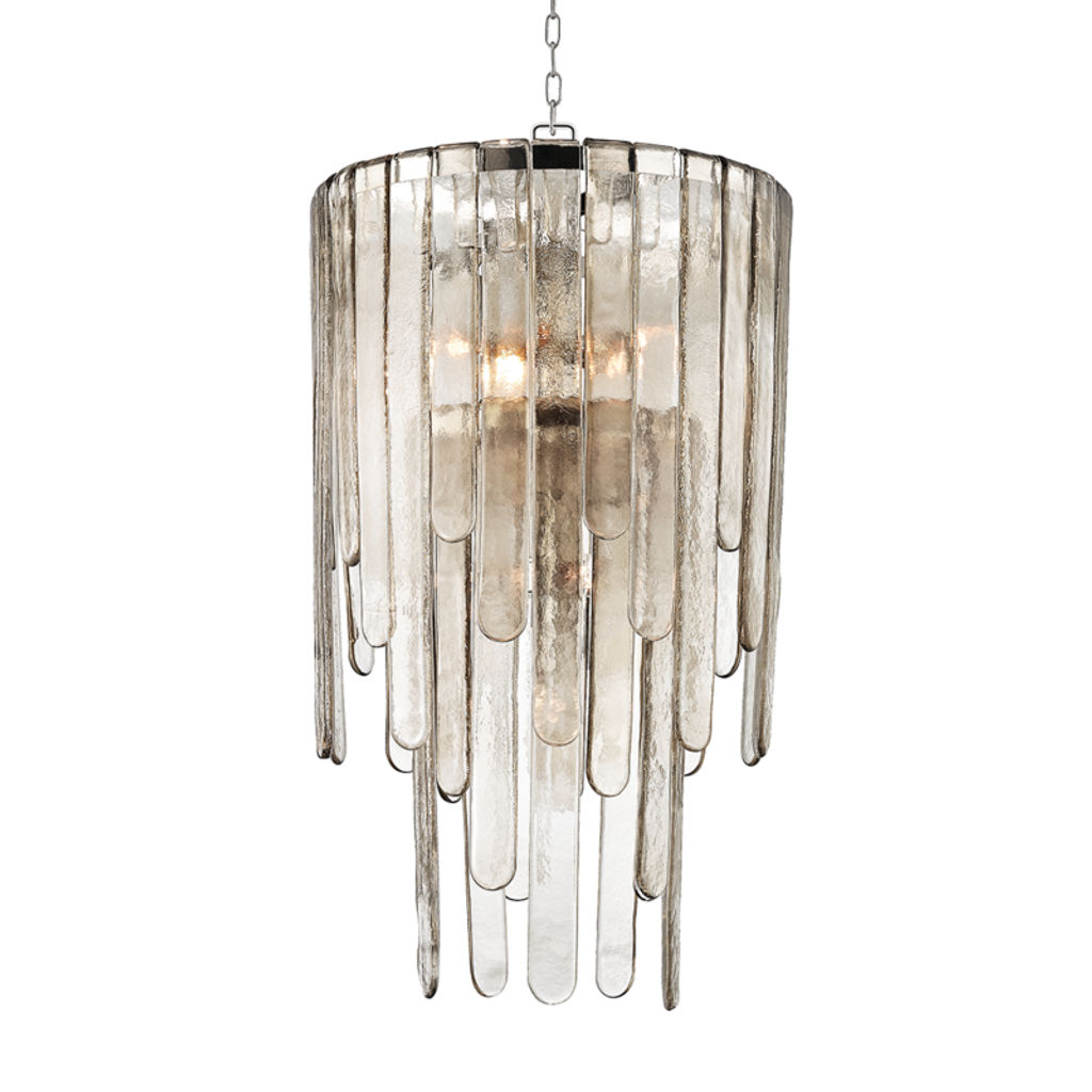 Fenwater 9 Light Pendant, Polished Nickel Body, Light Bronze Shade