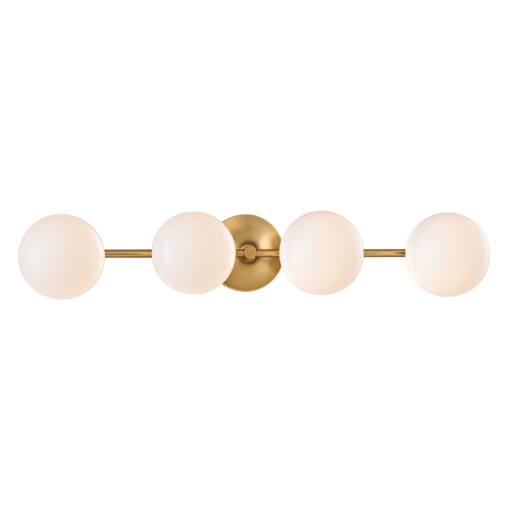 Preview image for Fleming 4 Light Bath Bracket, Aged Bronze Body, Opal Glossy Shade