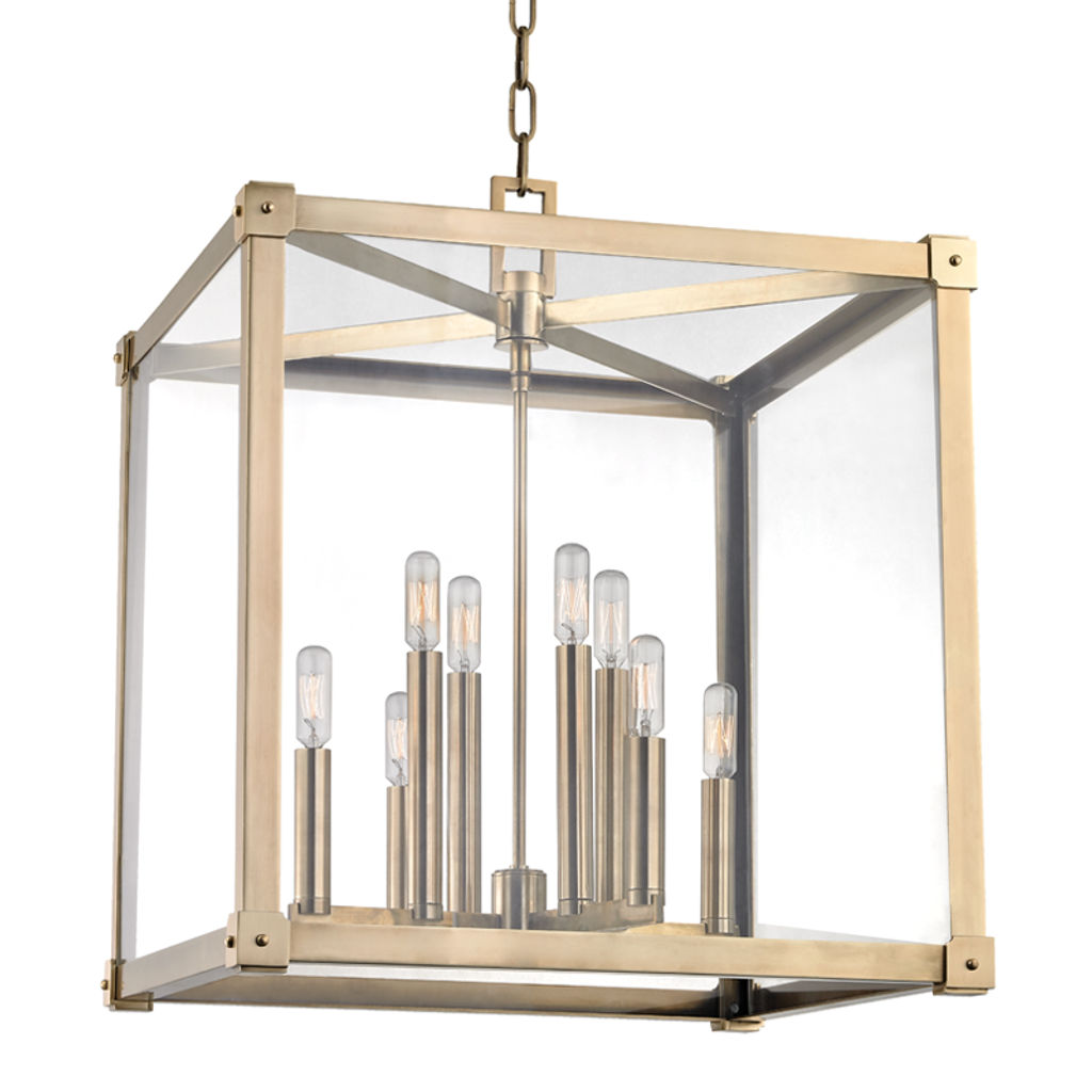 Forsyth 8 Light Pendant, Aged Bronze Body, Clear Shade