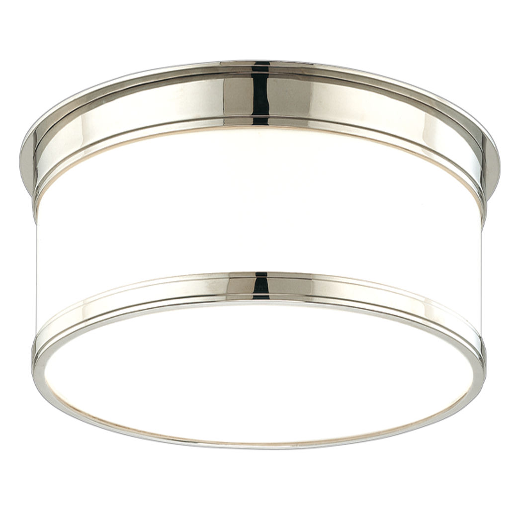 Preview image for Geneva 1 Light Flush Mount, Polished Nickel Body, Opal Glossy Shade