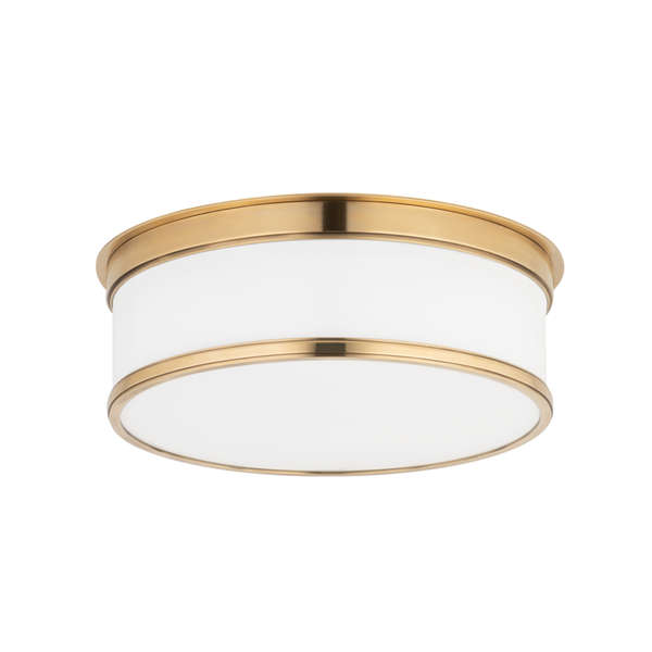 Geneva 2 Light Flush Mount, Aged Bronze Body, Opal Glossy Shade