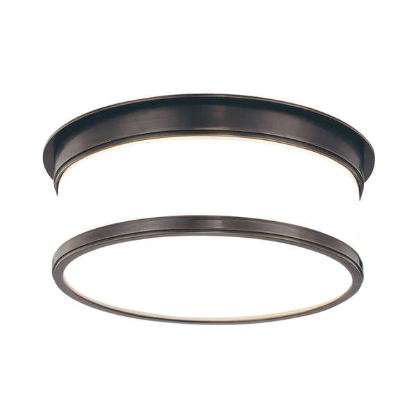 Geneva 2 Light Flush Mount, Old Bronze Body, Opal Glossy Shade